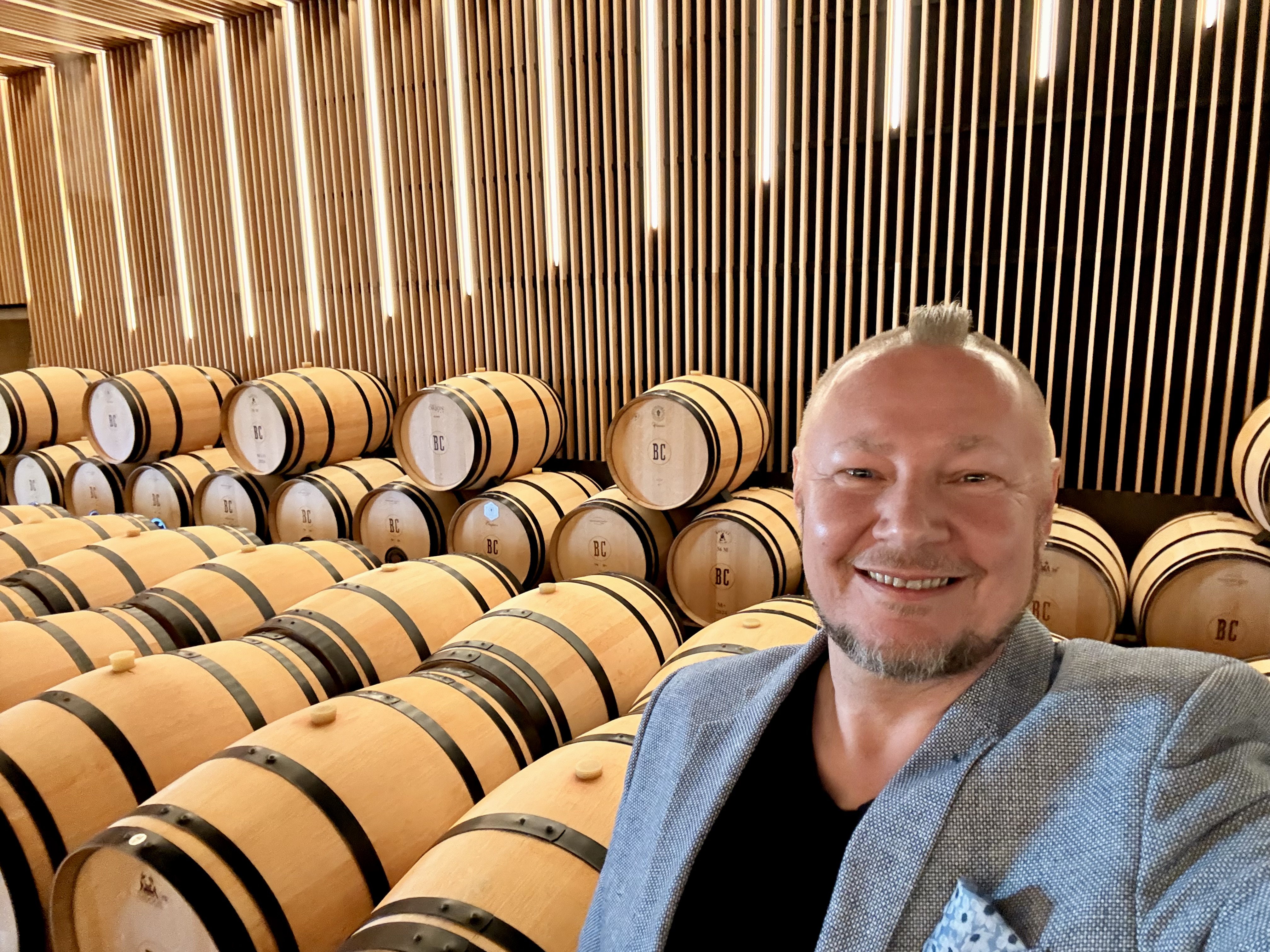 Pavel in the barrel room